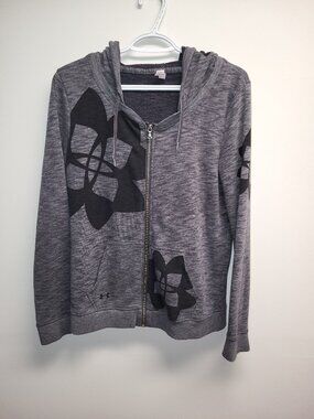 Under Armour Women’s Gray Full Zip Hoodie Snowflake Graphic Sweater Small